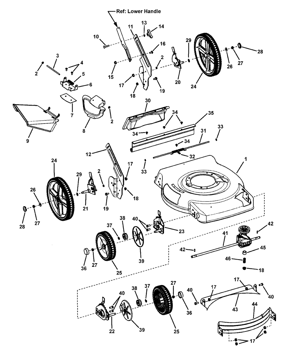 Deck Assemby - Hi-Wheel Diagram and Parts List for 7800248-EMP22675HW 2008 Briggs and Stratton Lawn Mower